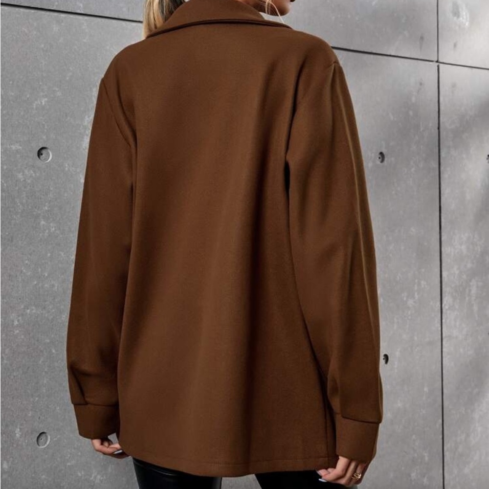 Flap Pocket Drop Shoulder Over coat - Picture 2 of 3